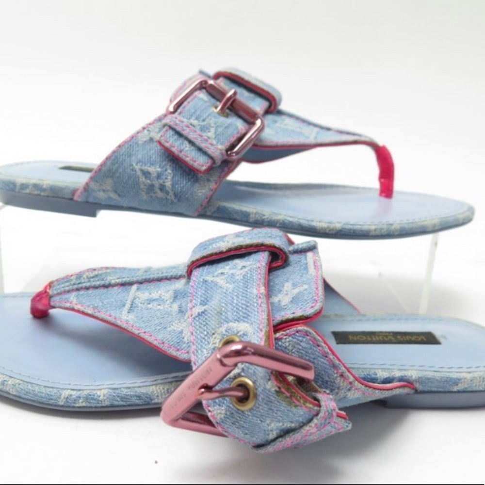 LOUIS VUITTON MONOGRAM DENIM THONG SANDALS
